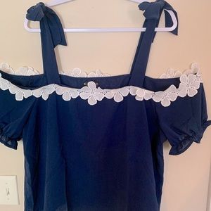 NWOT ✨ SHEIN Navy Blue Cold Shoulder Blouse